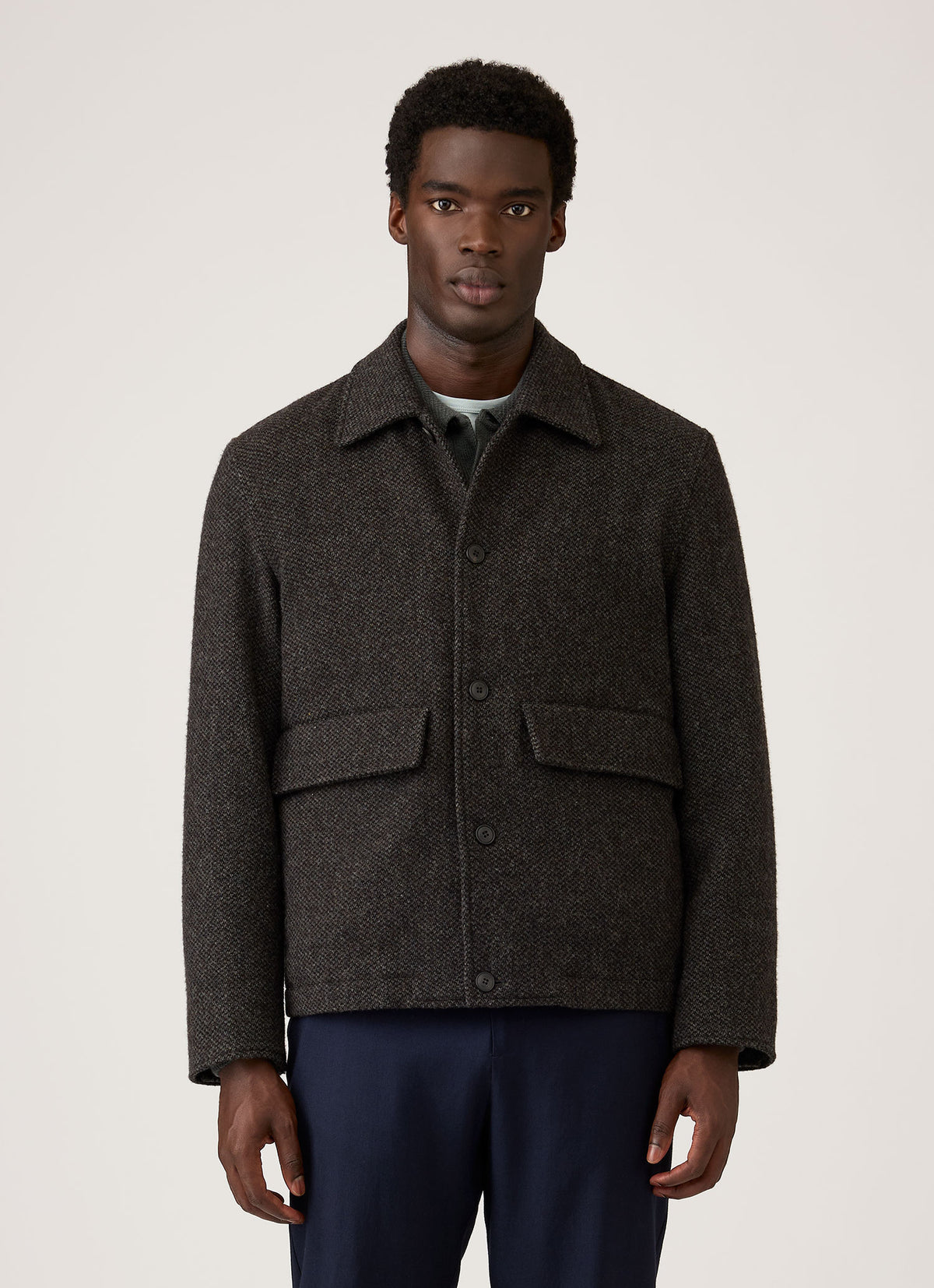 Men's Tweed Field Jacket in Dark Charcoal