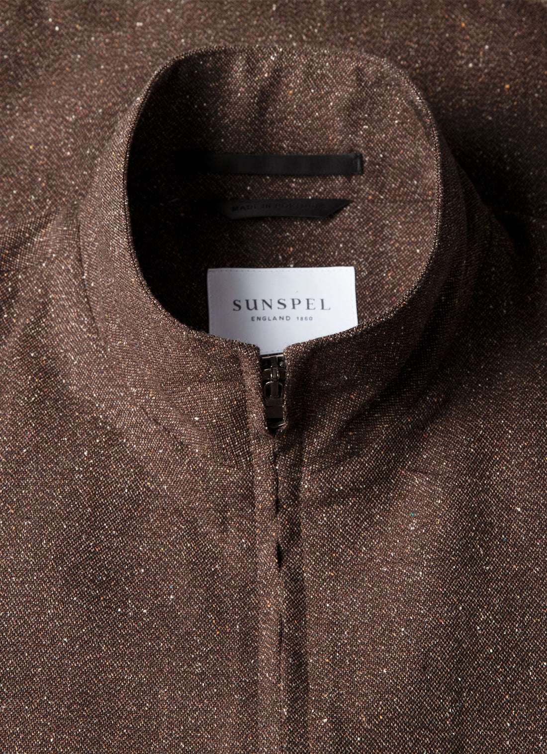 Men's Donegal Tweed Zip Jacket in Dark Brown Melange