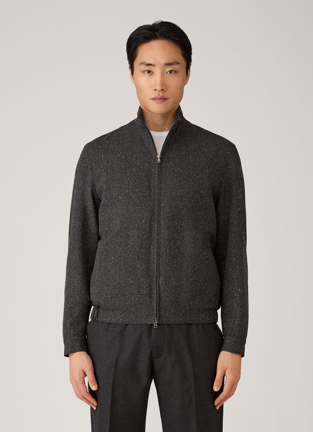 Men's Donegal Tweed Zip Jacket in Anthracite Melange