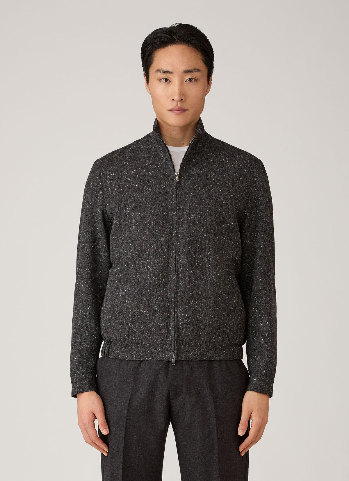 Men's Donegal Tweed Zip Jacket in Anthracite Melange