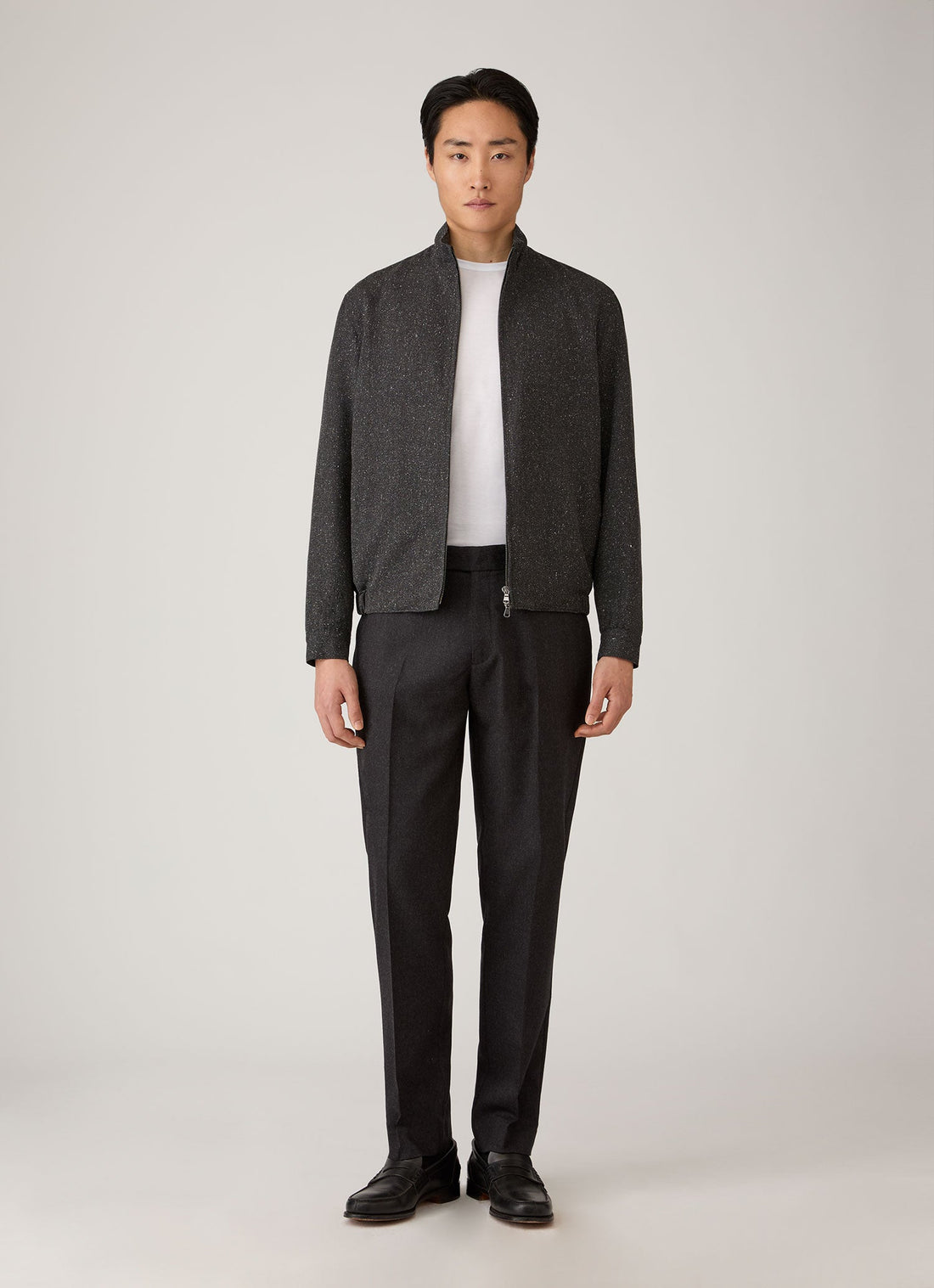 Men's Donegal Tweed Zip Jacket in Anthracite Melange