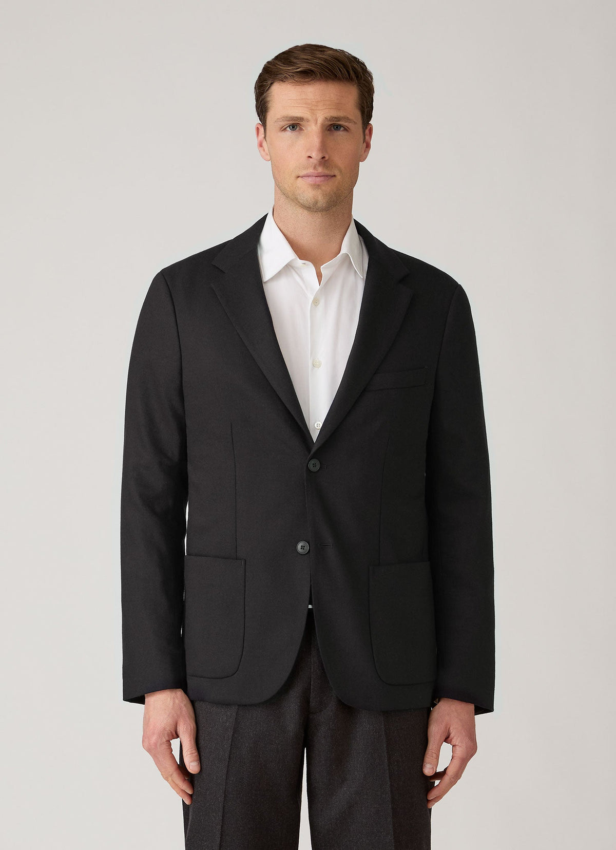 Men's Wool Cashmere Flannel Blazer in Charcoal Melange