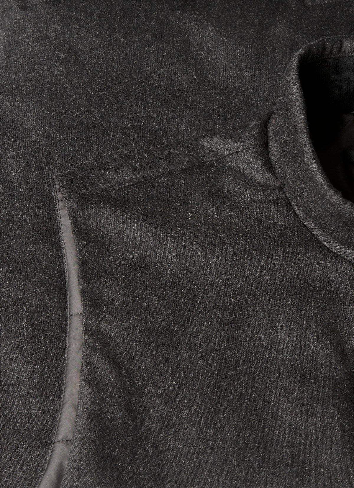 Men's Wool Cashmere Flannel Gilet in Charcoal Melange