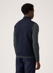 Men's Merino Cotton Double Faced Gilet in Navy