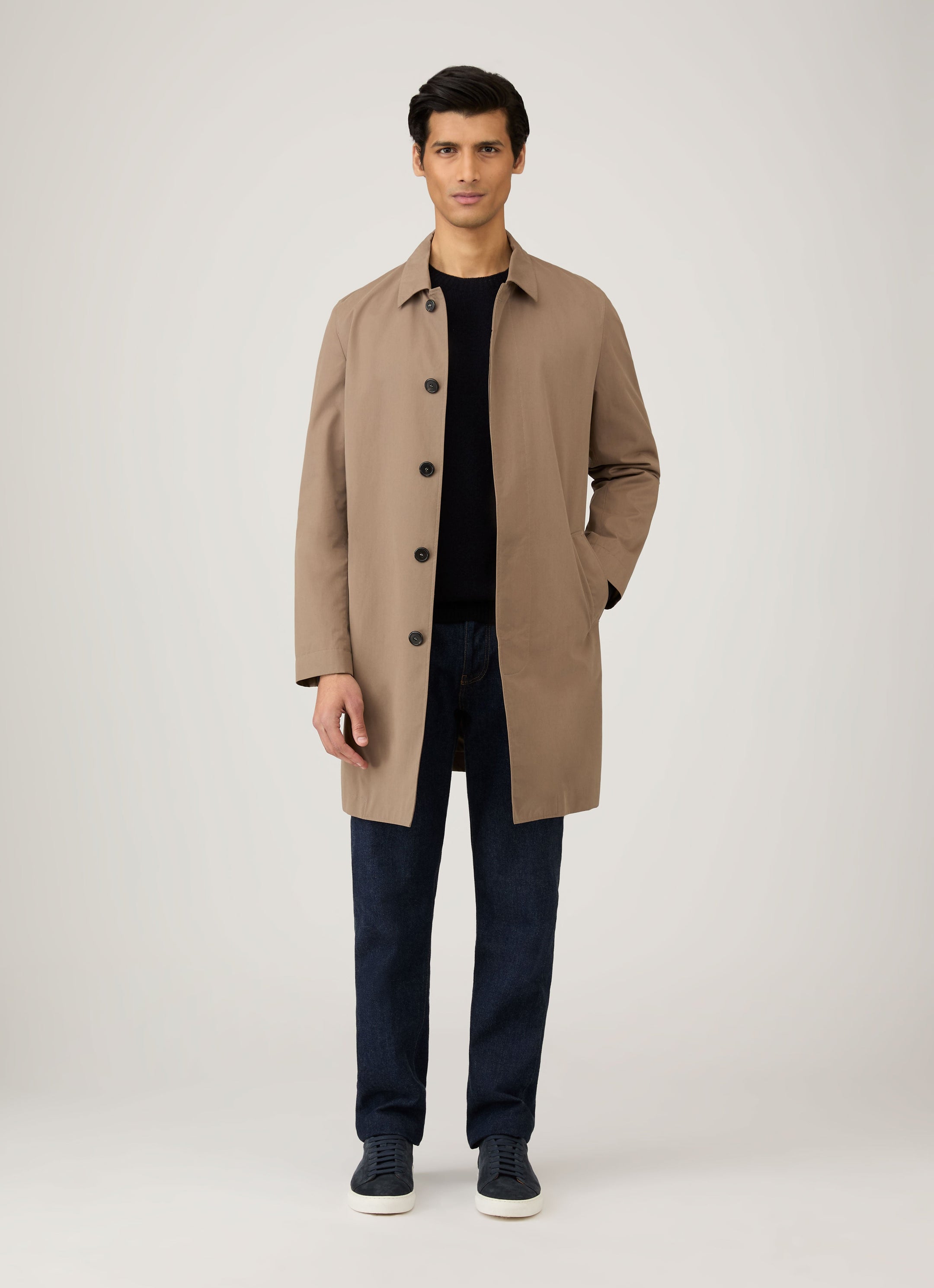 Men's Lambswool Crew Neck Jumper in Dark Navy Mouline