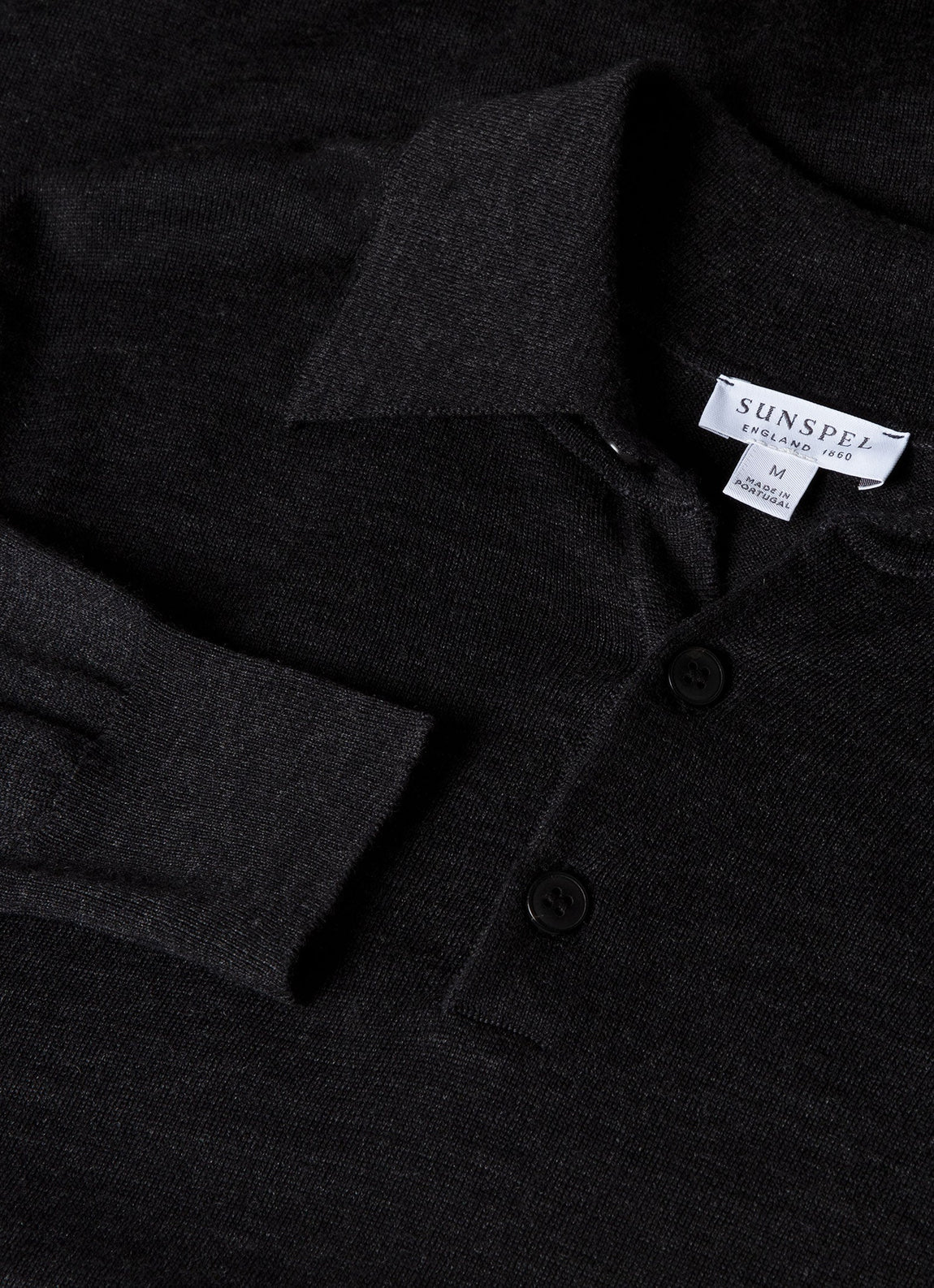 Men's Extra-Fine Merino Polo Shirt in Charcoal Melange