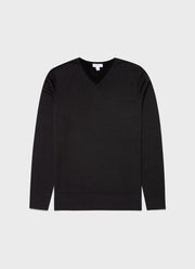 Men's Extra-Fine Merino V Neck in Black