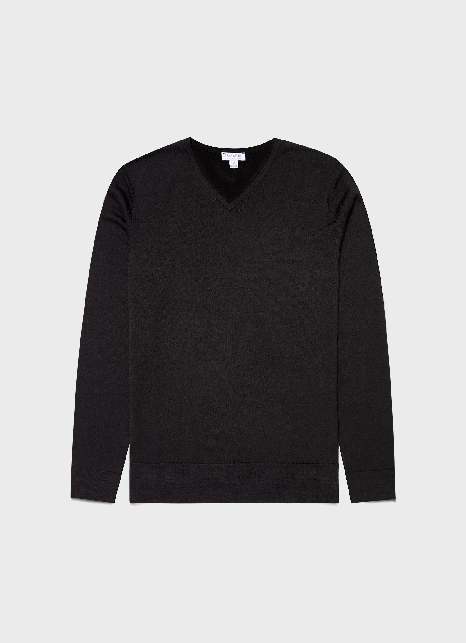 Men's Extra-Fine Merino V Neck in Black