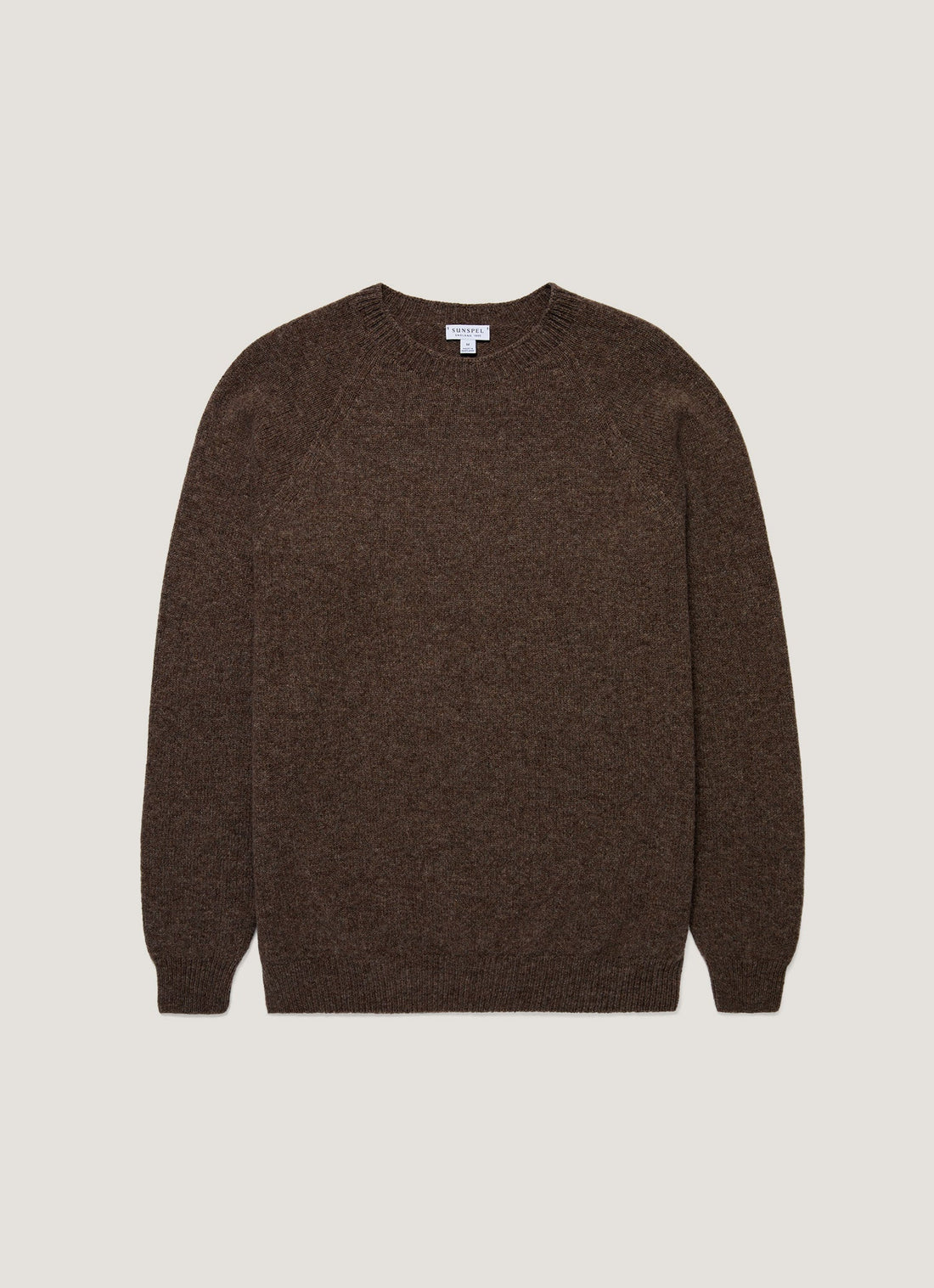 Men's Shetland Crew Neck Jumper in Bark