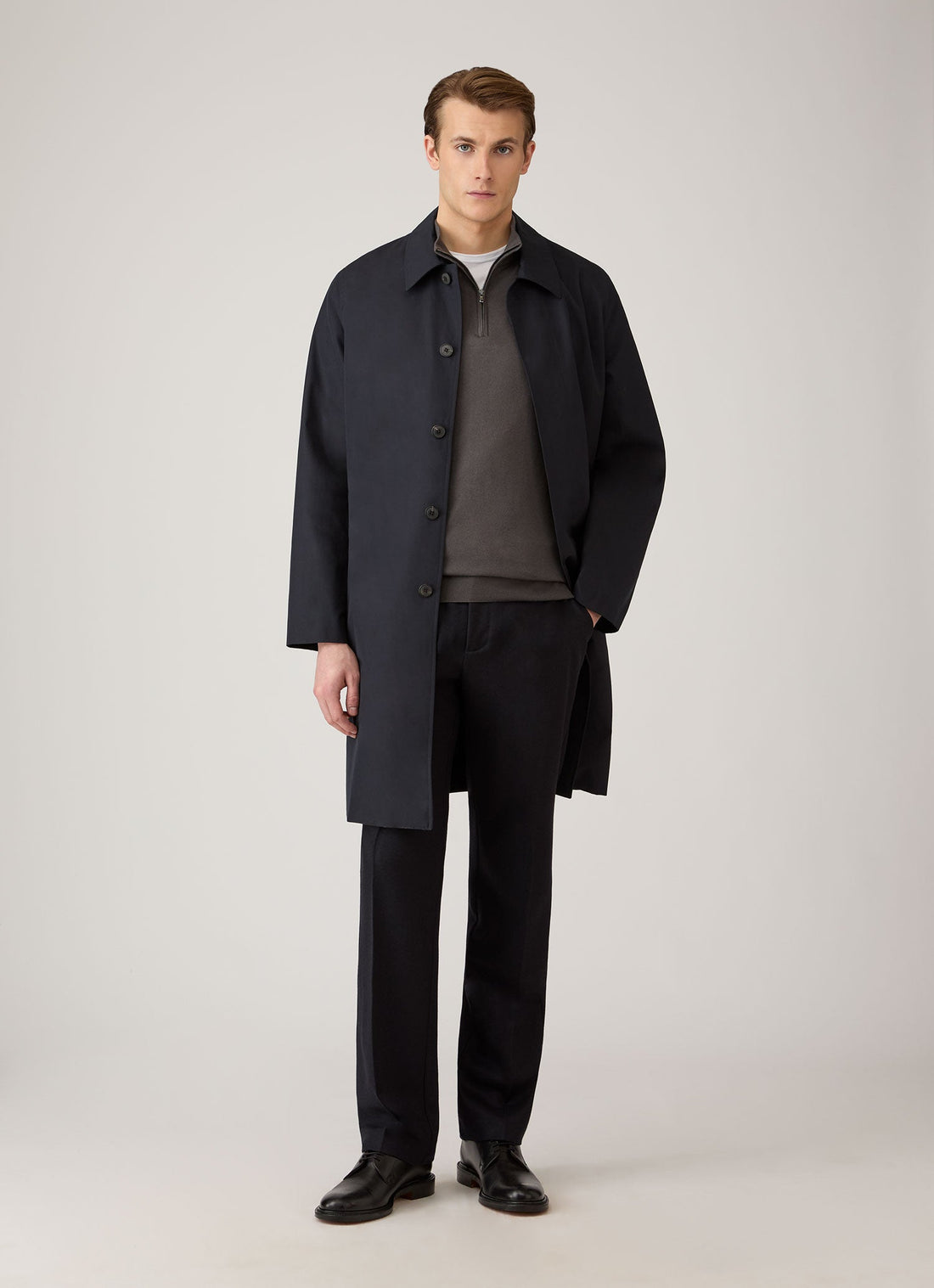Men's Sea Island Cashmere Half Zip in Anthracite