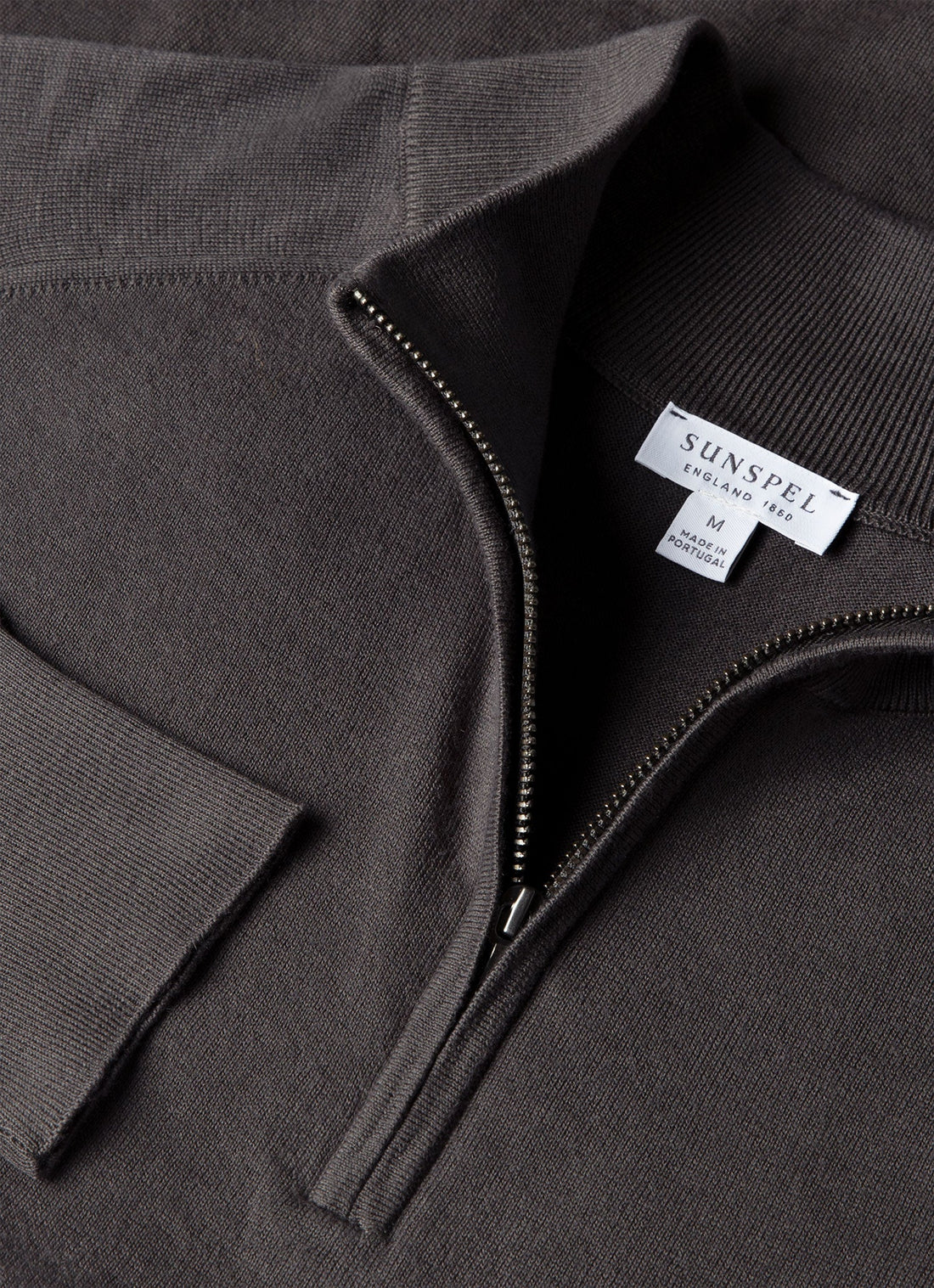 Men's Sea Island Cashmere Half Zip in Anthracite