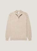 Men's Sea Island Cashmere Half Zip in Stone
