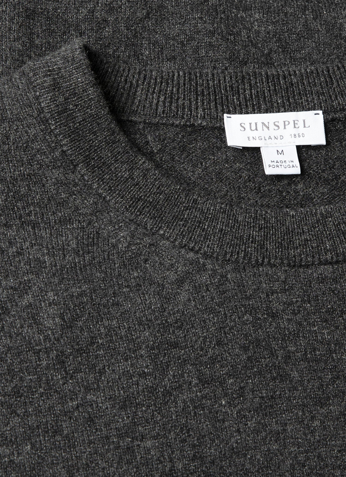 Men's Cashmere Crew Neck Jumper in Charcoal Melange