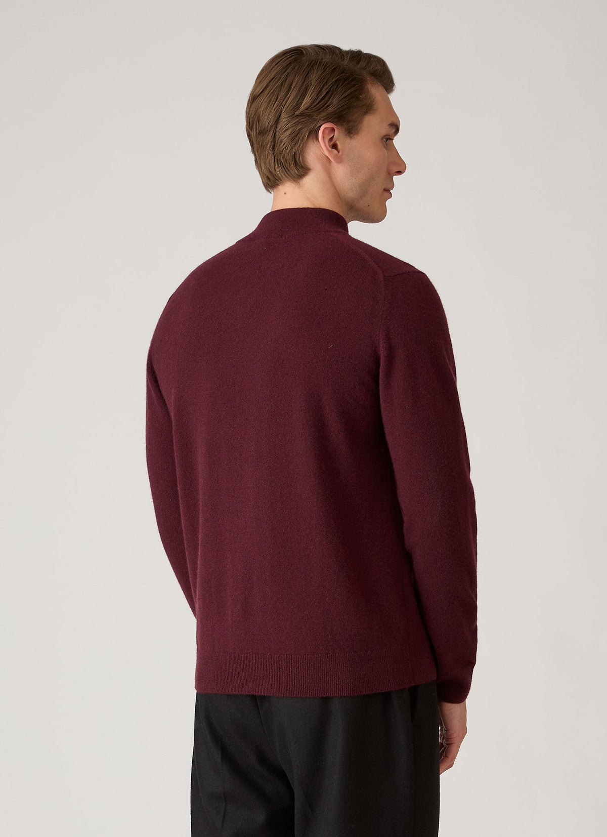 Men's Cashmere Half Zip Jumper in Bakelite