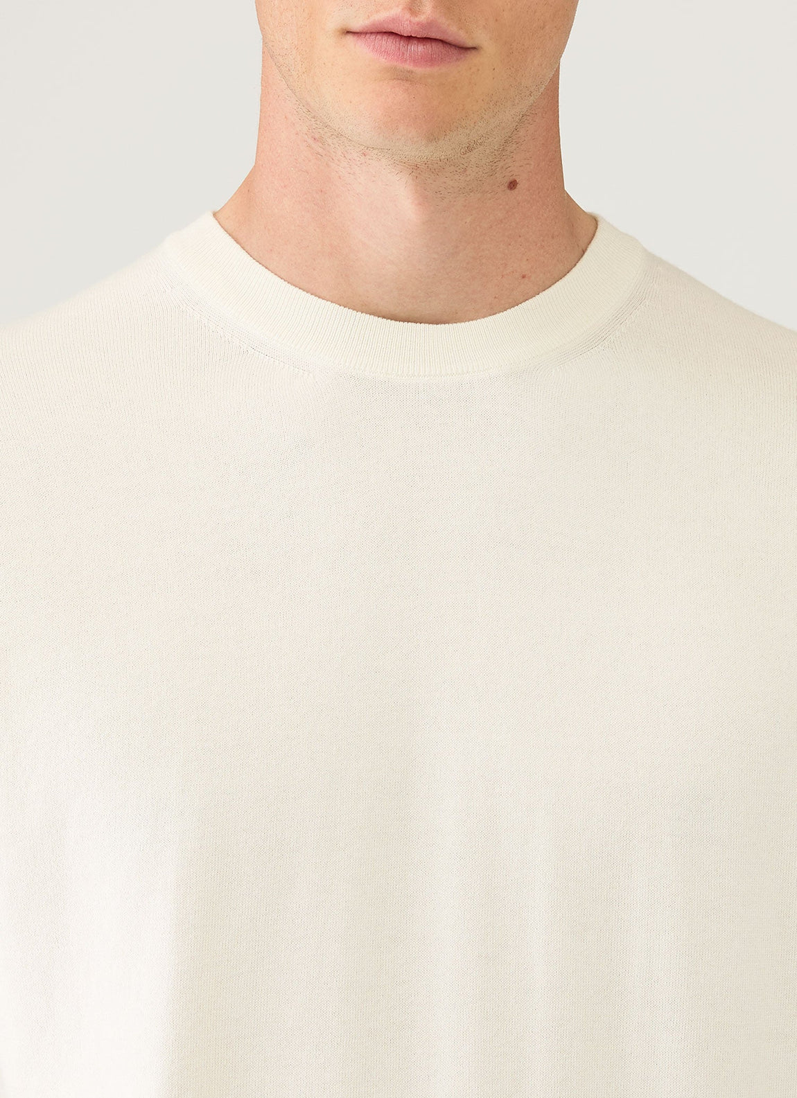 Men's Lightweight Cotton Jumper in Ecru