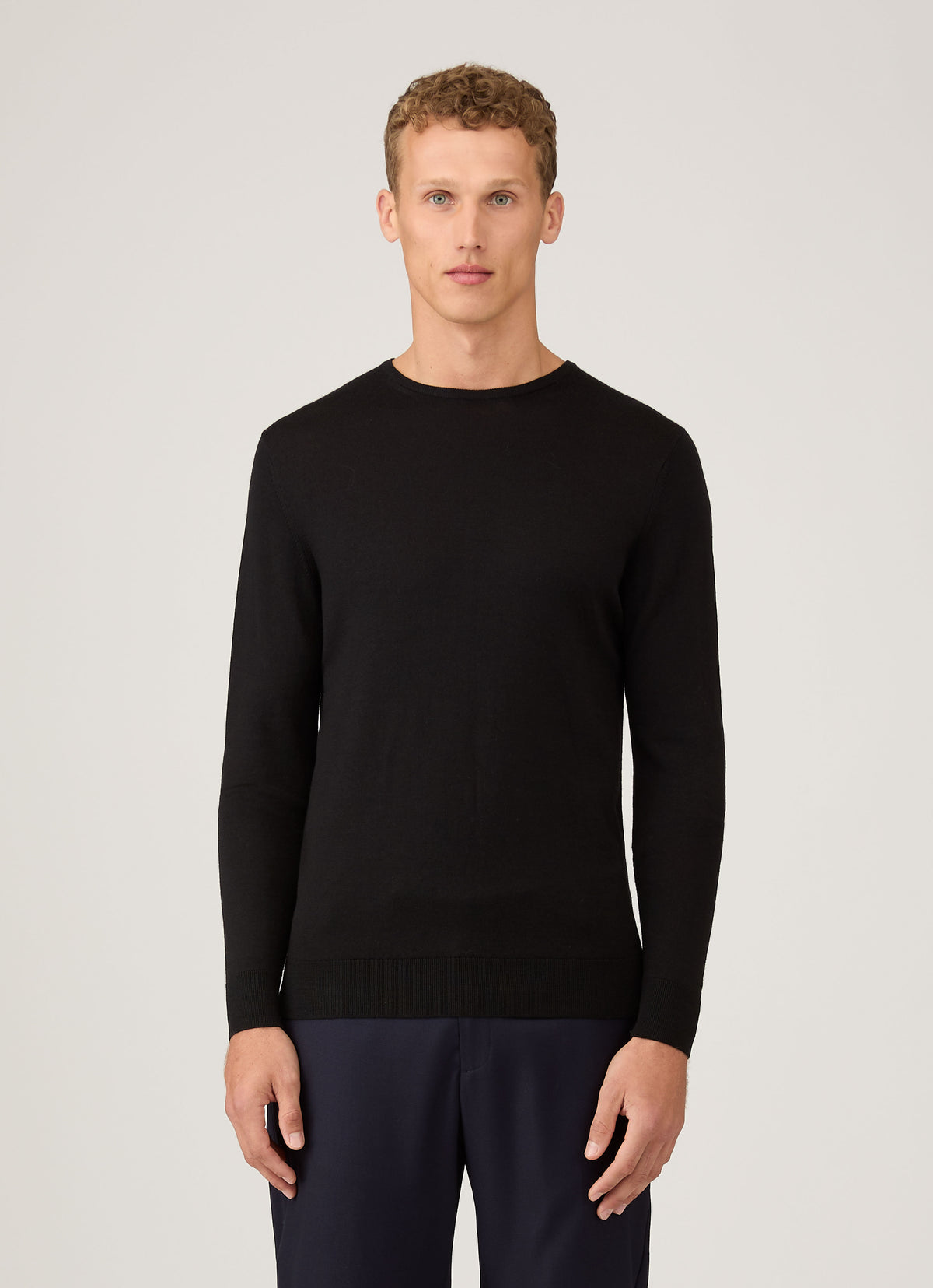 Men's Extra-Fine Merino Jumper in Black