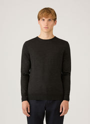 Men's Extra-Fine Merino Jumper in Charcoal Melange