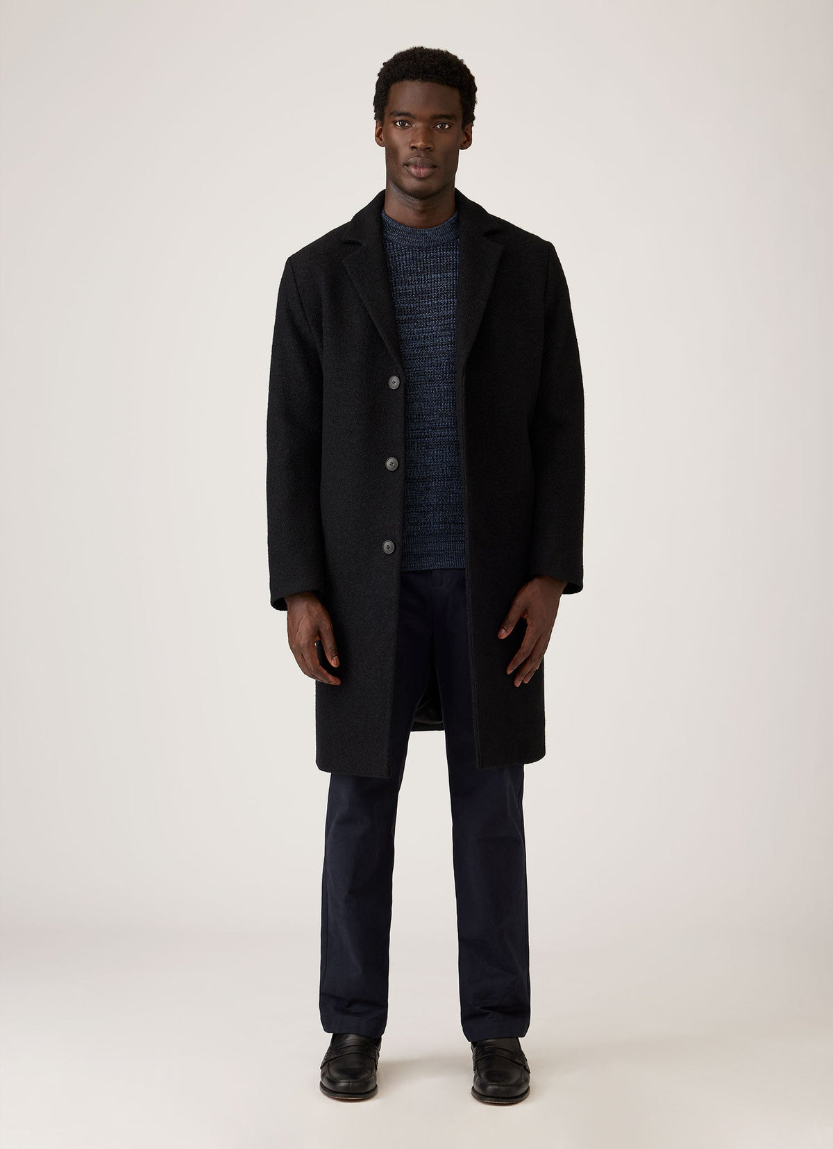 Men's Merino Twisted Stitch Jumper in Navy