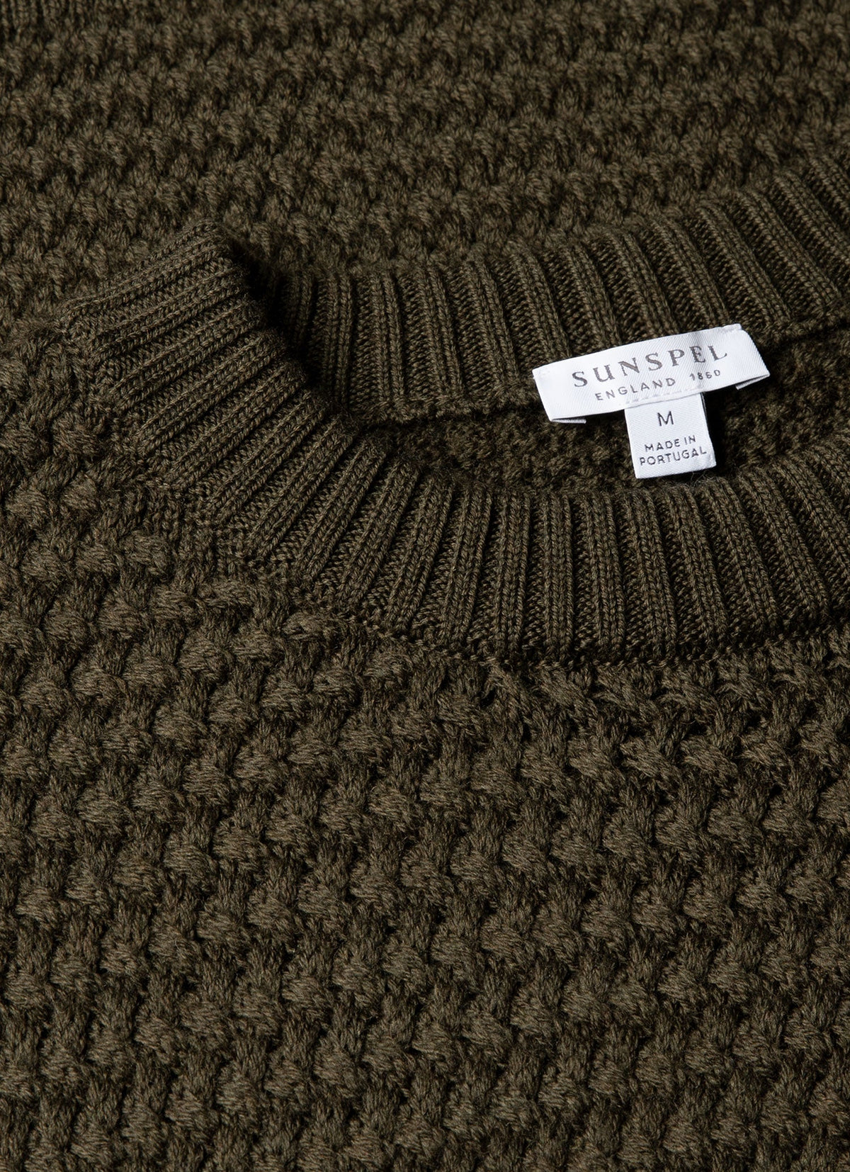 Men's Merino Wool Basketweave Jumper in Loden Green