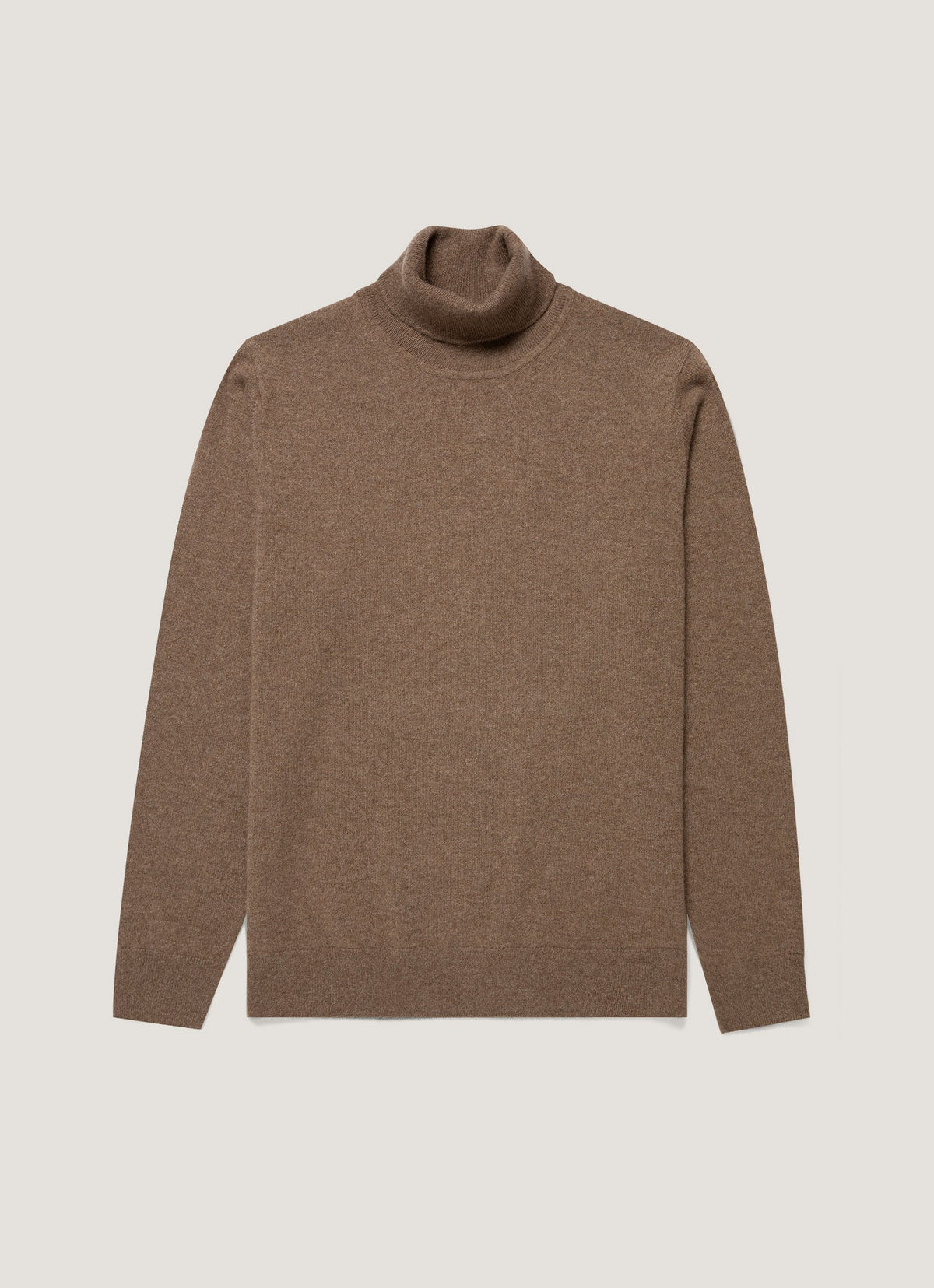Men's Cashmere Roll Neck Jumper in Taupe