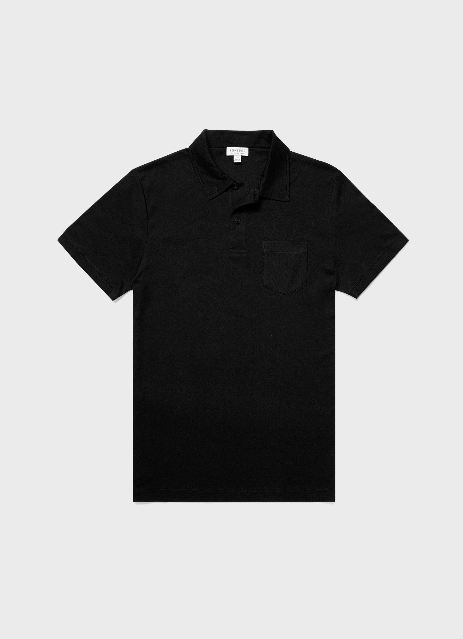 Men's Sea Island Cotton Riviera Polo Shirt in Black