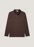Men's Long Sleeve Classic Jersey Polo Shirt in Dark Chocolate