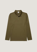 Men's Long Sleeve Classic Jersey Polo Shirt in Deep Olive