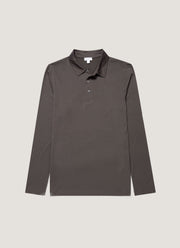 Men's Long Sleeve Classic Jersey Polo Shirt in Anthracite