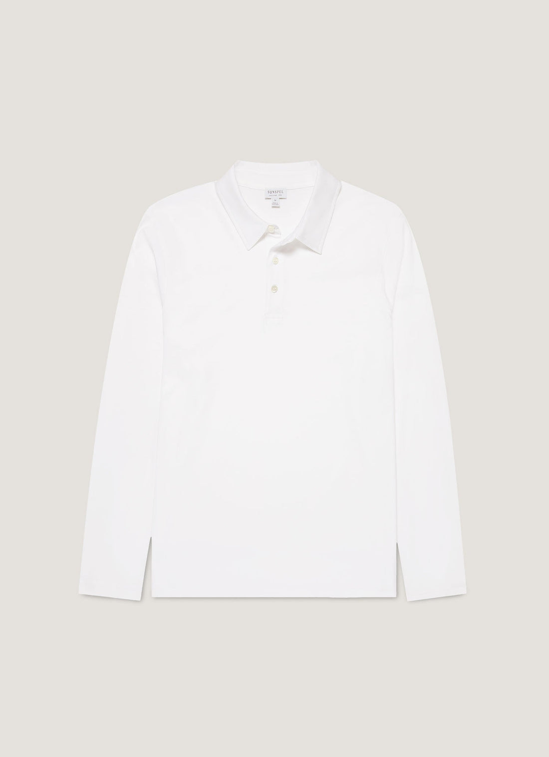 Men's Long Sleeve Classic Jersey Polo Shirt in White