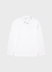 Men's Jersey Long Sleeve Polo Shirt in White