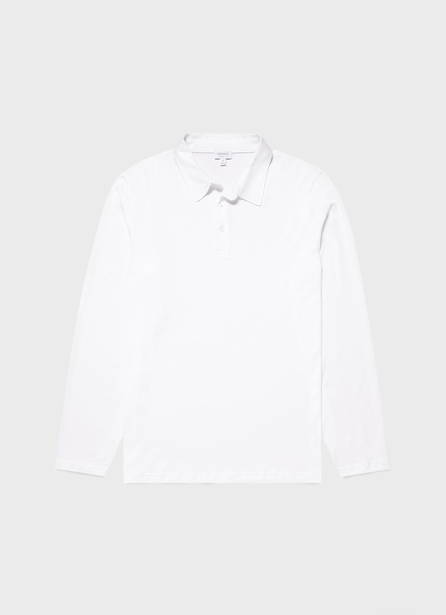 Men's Jersey Long Sleeve Polo Shirt in White
