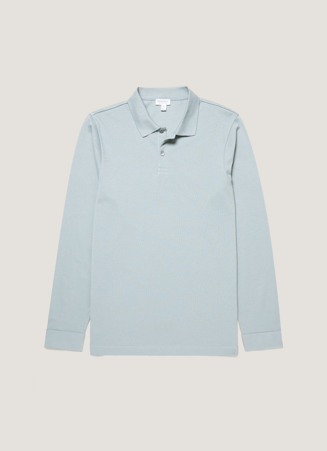 Men's Long Sleeve Piqué Polo Shirt in Stone Blue