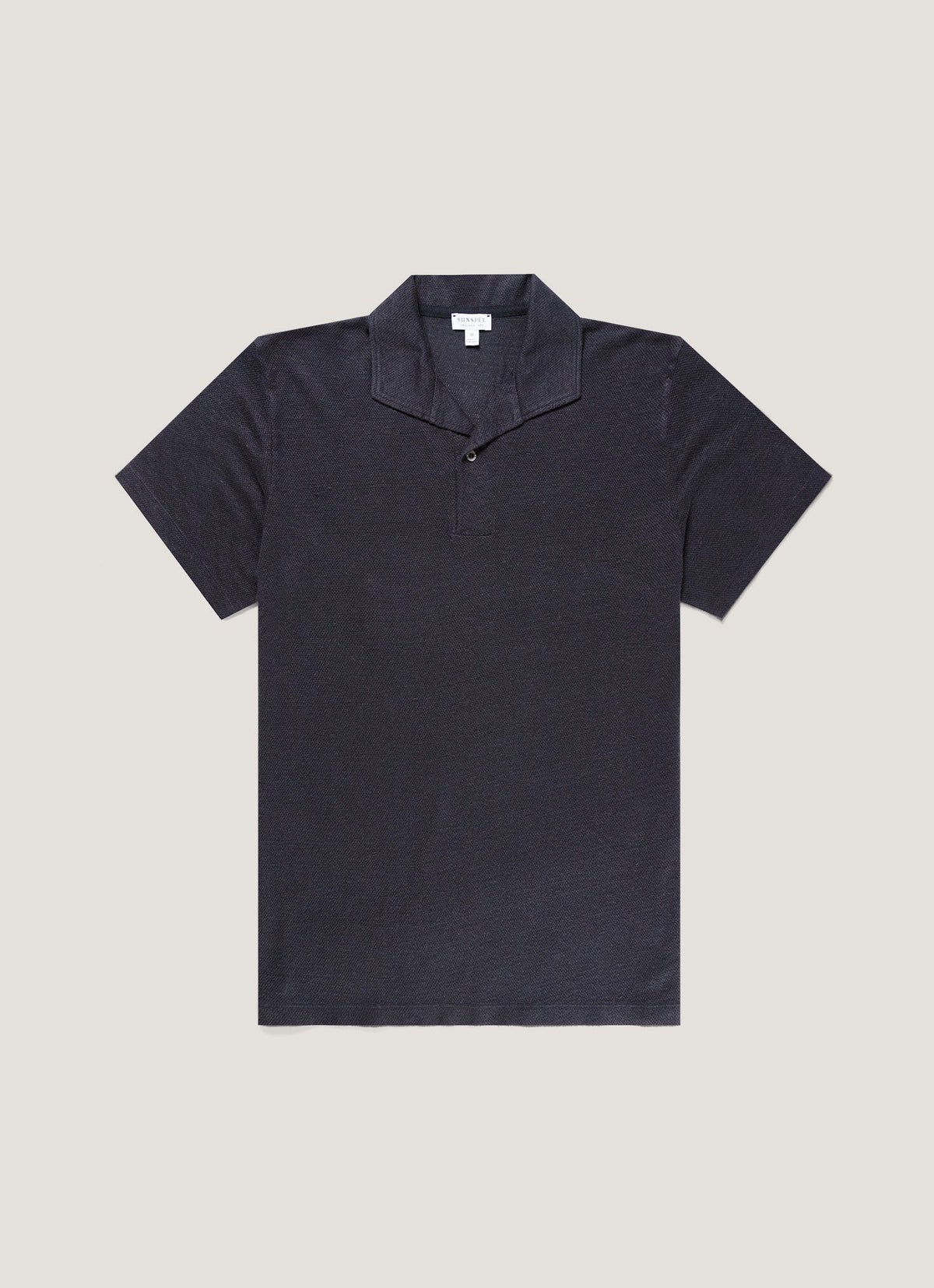 Men's Linen Piqué Polo Shirt in Navy
