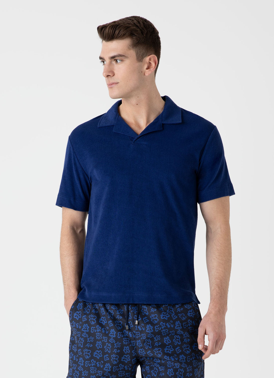 Men's Towelling Polo Shirt in Space Blue