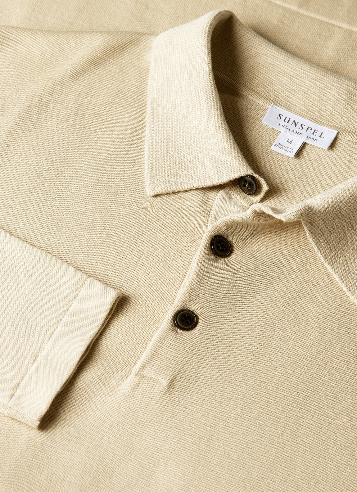 Men's Long Sleeve Sea Island Cotton Knit Polo Shirt in Hazelwood