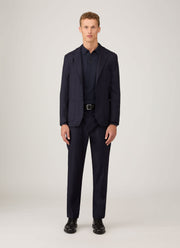 Men's Long Sleeve Sea Island Cotton Knit Polo Shirt in Light Navy