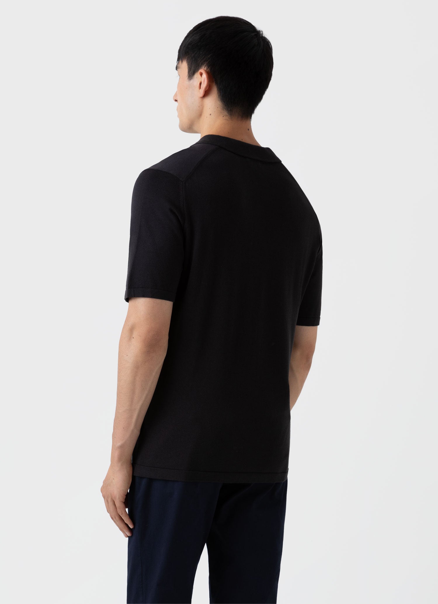 Men's Sea Island Cotton Polo Shirt in Black