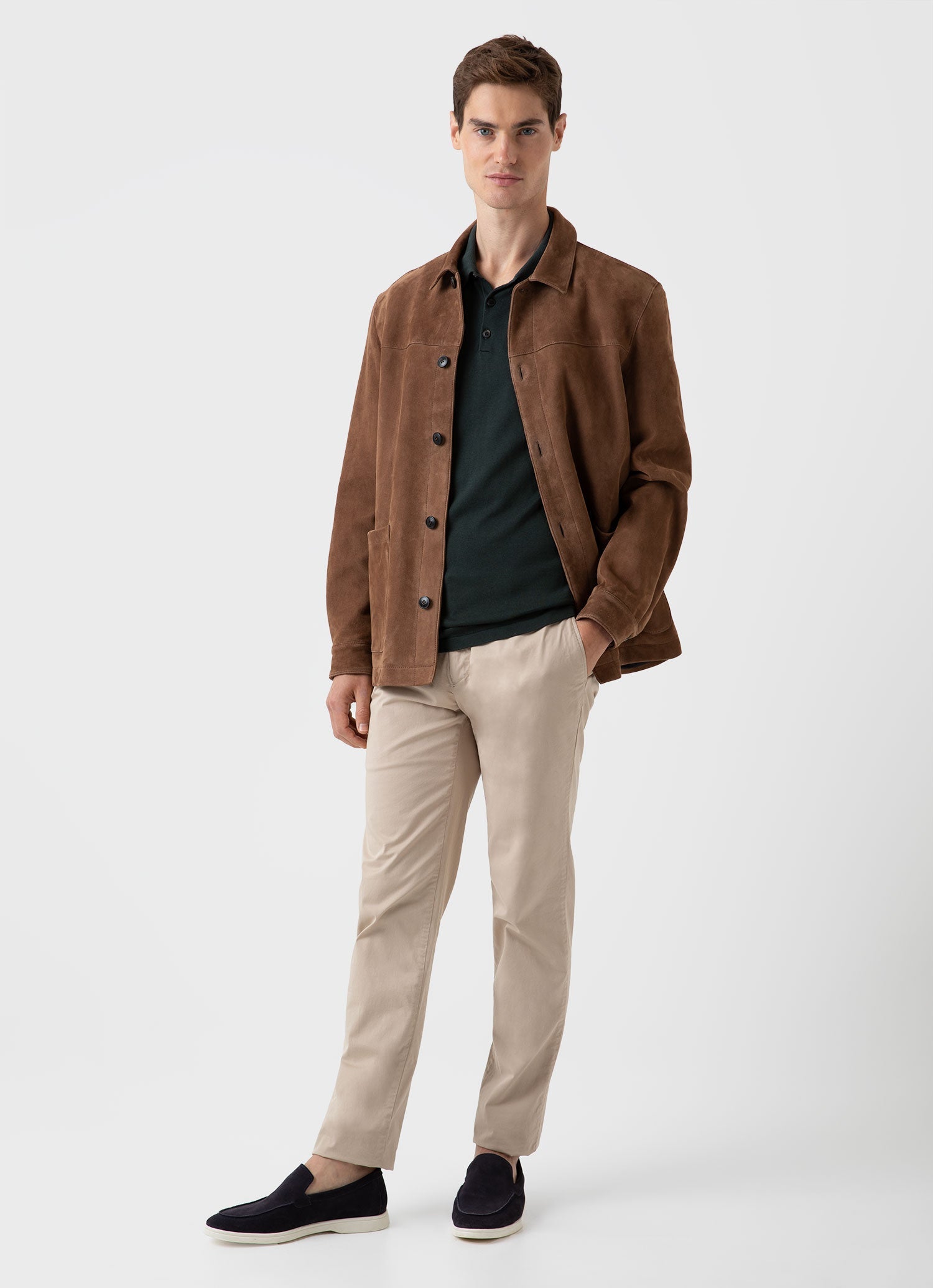Men's Sea Island Cotton Polo Shirt in Seaweed