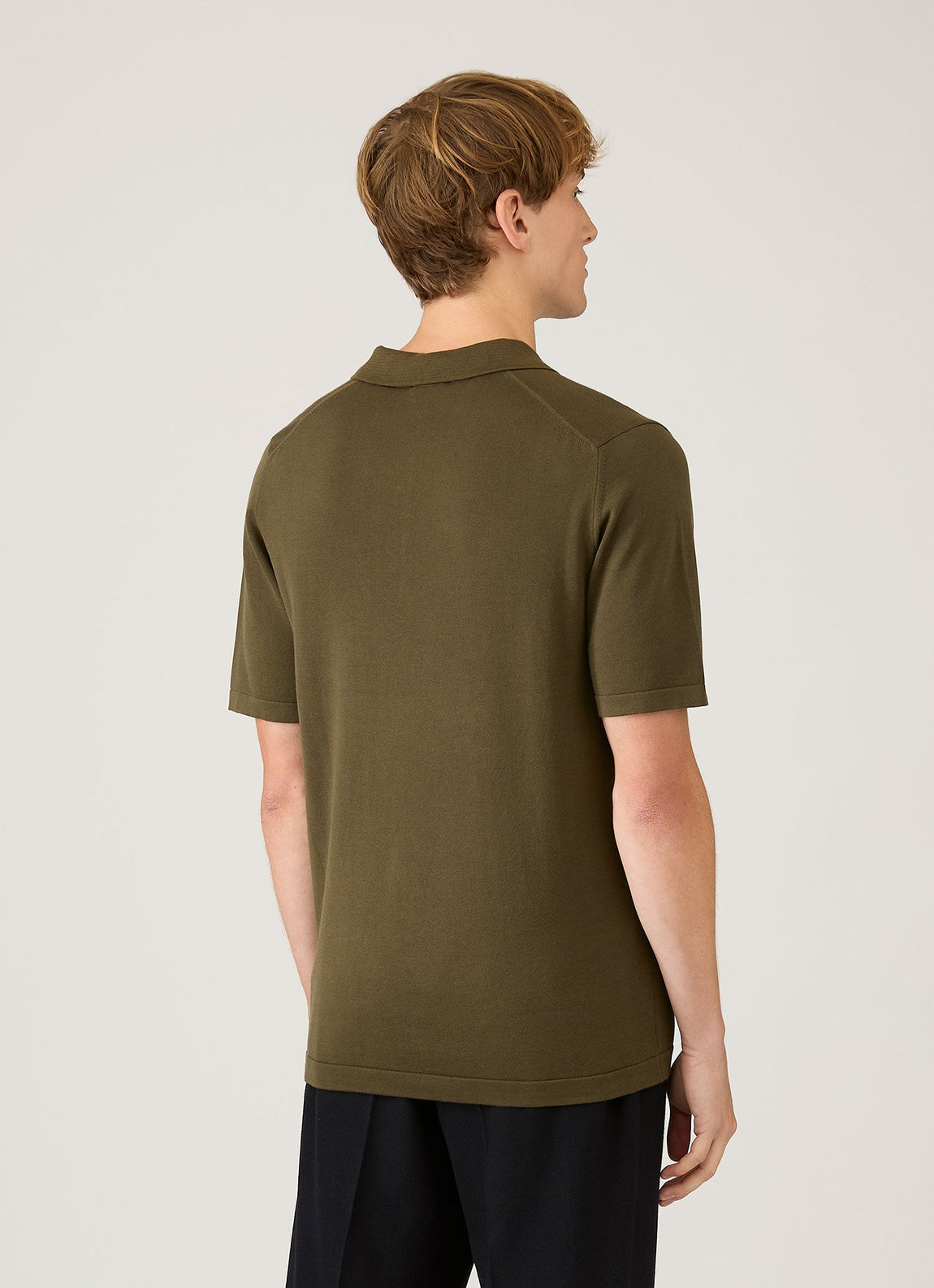 Men's Sea Island Cotton Knit Polo Shirt in Deep Olive