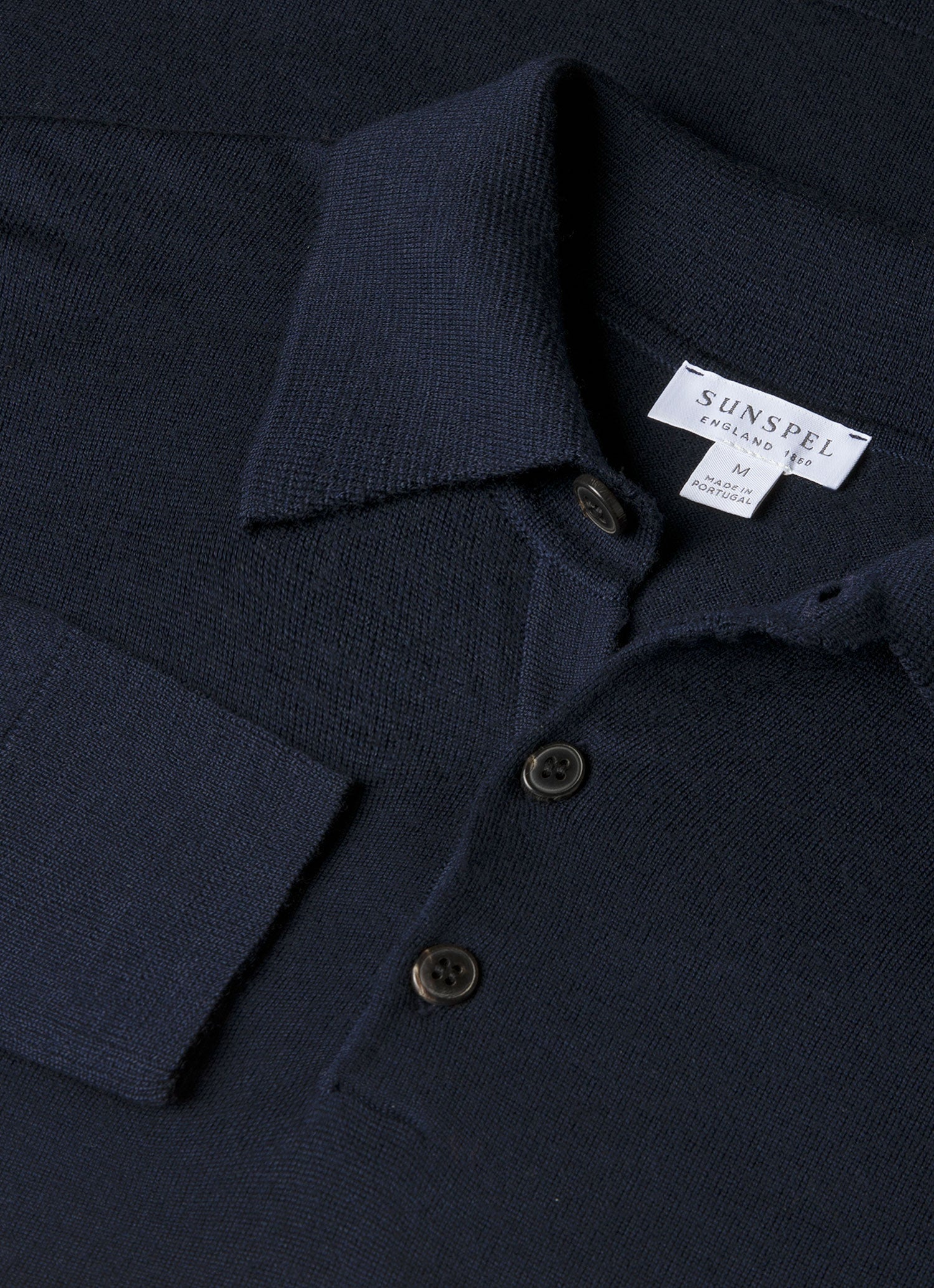 Men's Extra-Fine Merino Knitted Polo Shirt in Navy