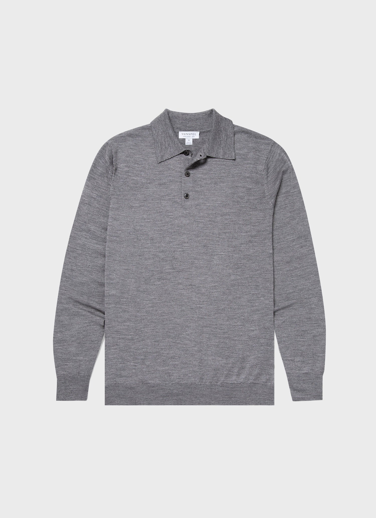 Men's Extra-Fine Merino Polo Shirt in Mid Grey Melange