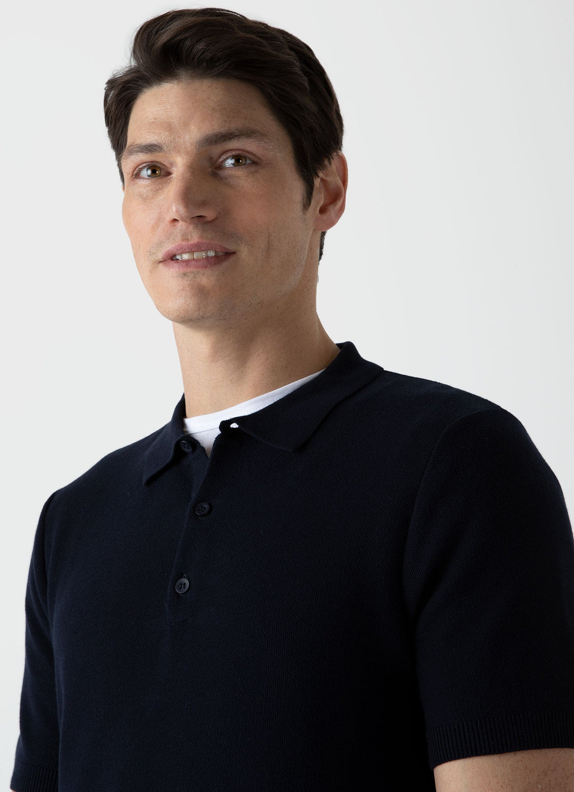 Men's Knit Polo Shirt in Navy