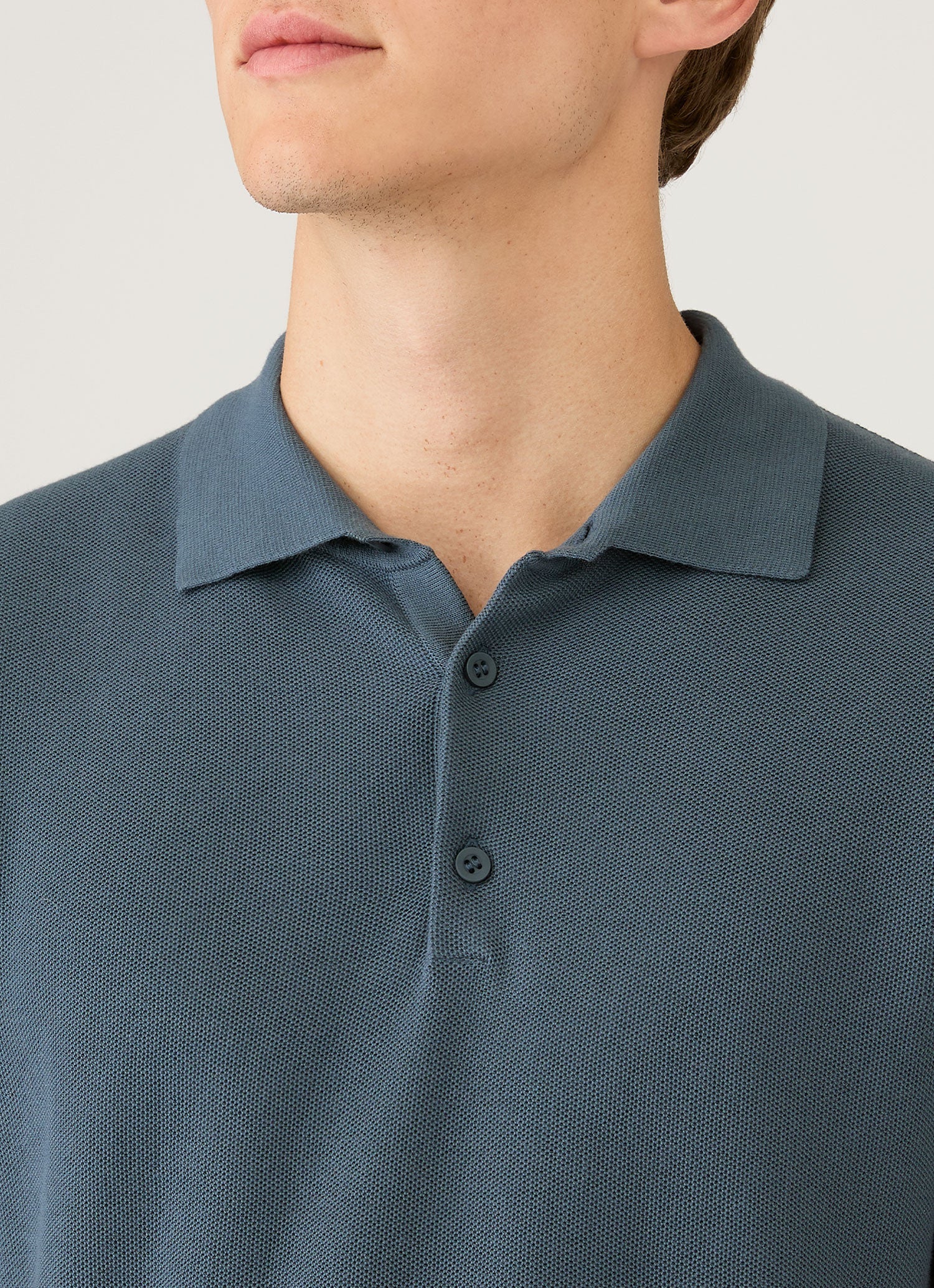 Men's Knit Polo Shirt in Slate Blue