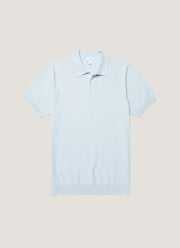 Men's Cotton Knit Polo Shirt in Pastel Blue