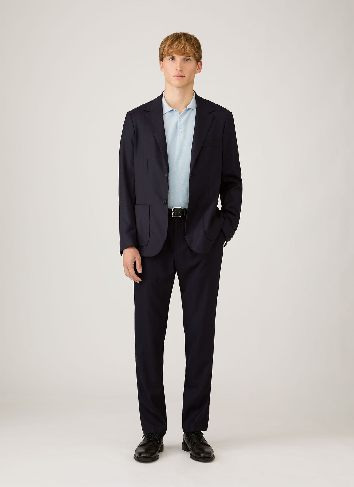 Men's Knit Polo Shirt in Pastel Blue