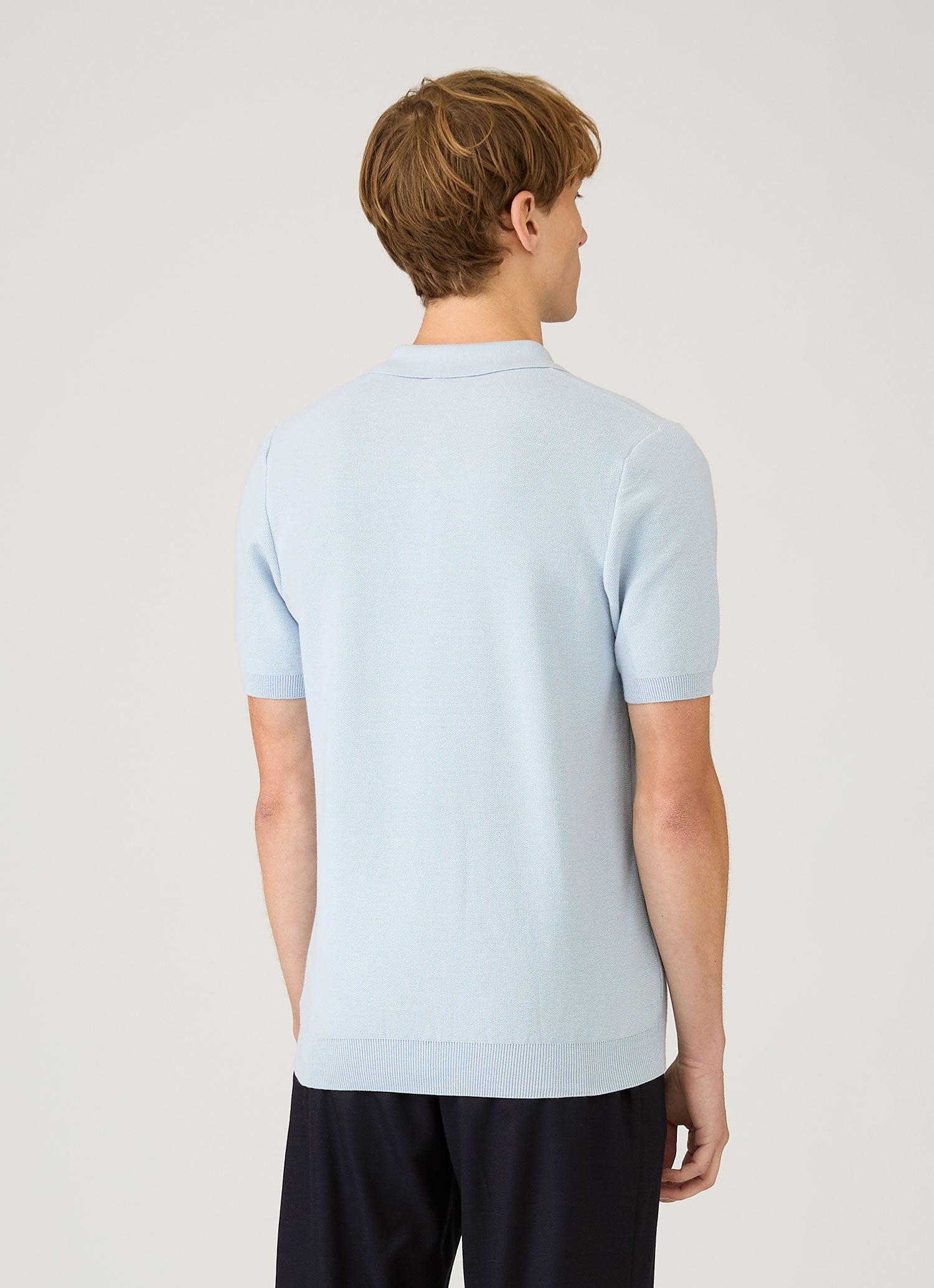 Men's Knit Polo Shirt in Pastel Blue