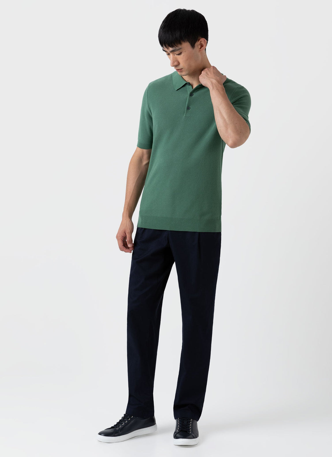 Men's Knit Polo Shirt in Thyme