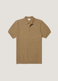 Men's Cotton Knit Polo Shirt in Dark Stone