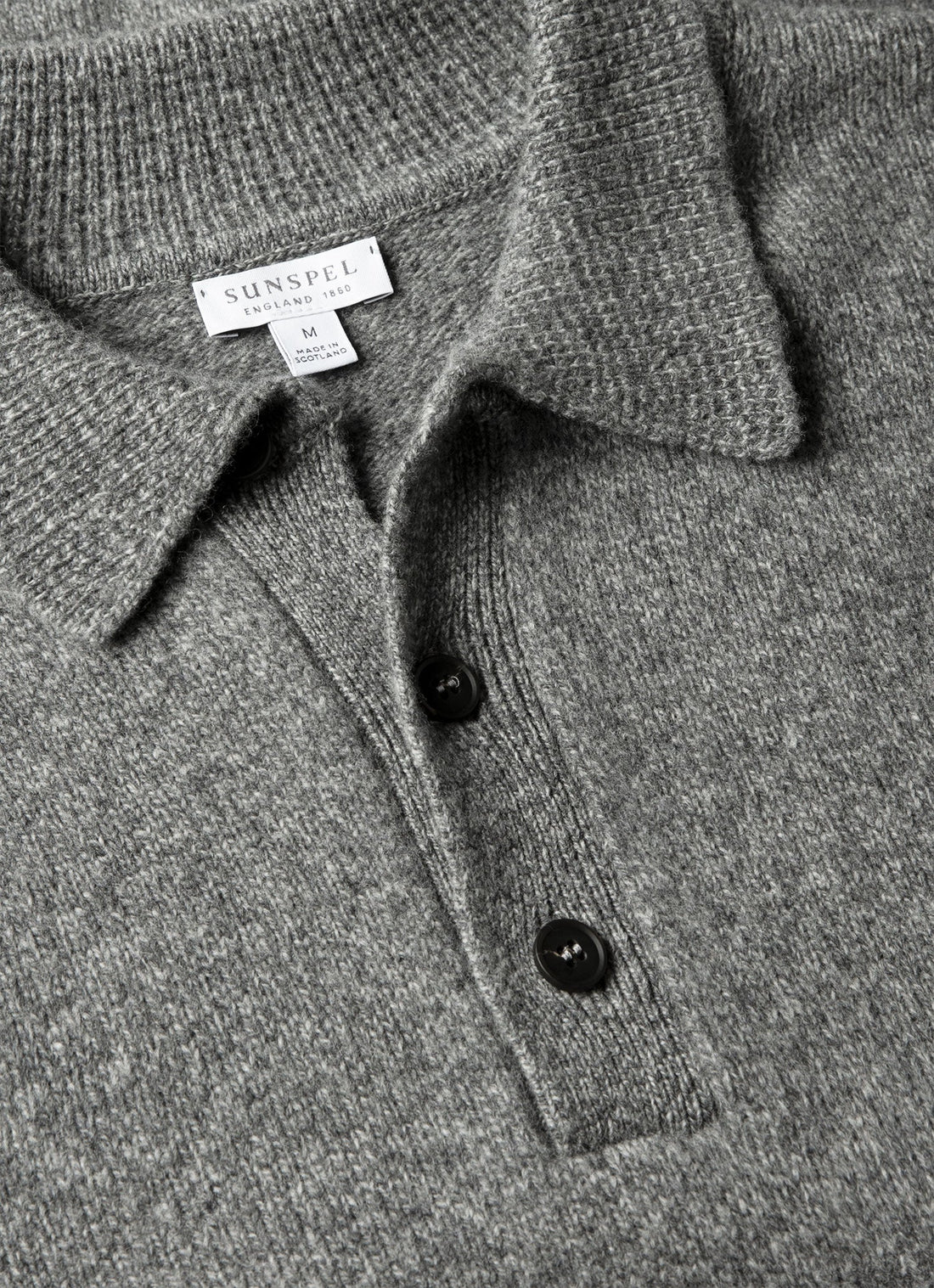 Men's Lambswool Polo Shirt in Mid Grey Melange