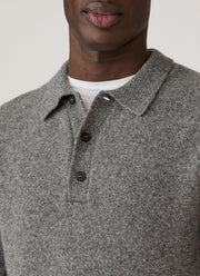 Men's Lambswool Polo Shirt in Mid Grey Melange